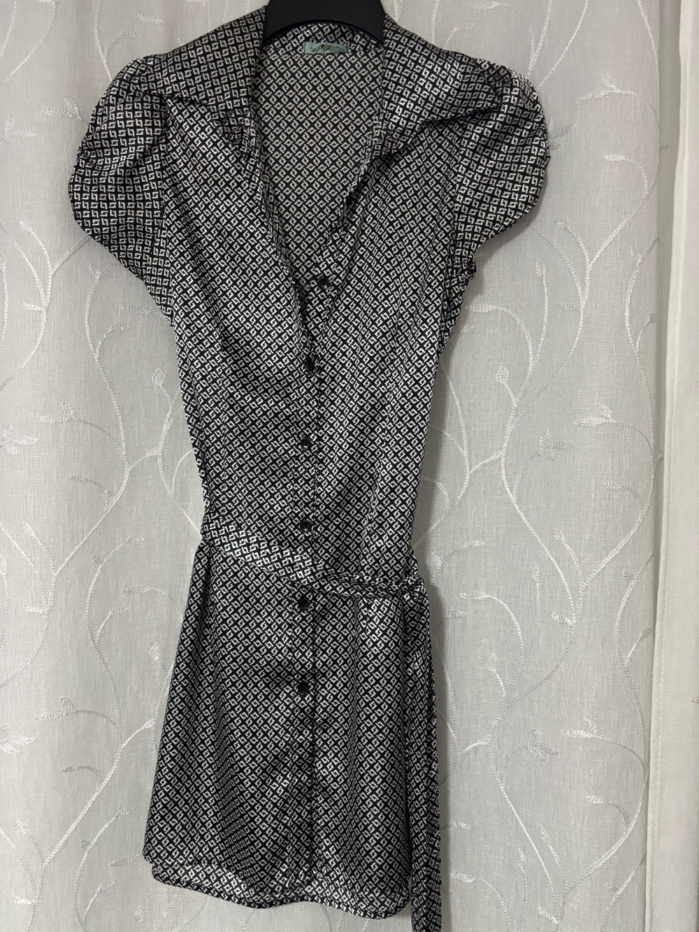 Papaya Black and White Geometric Mini Dress with buttons